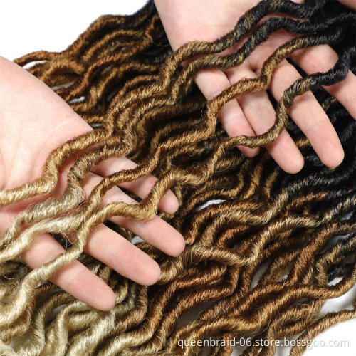 Smartbraid 18inch Goddess Faux Locs Crochet Hair Synthetic Wavy Gypsy Hair Ombre Braiding Hair Extensions Handmade